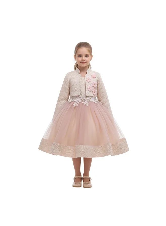 D'Daniela Samra Pink Flowers Party Dress with Jacket